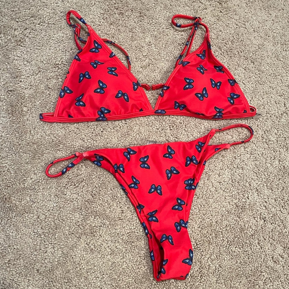 Red and blue butterfly bikini